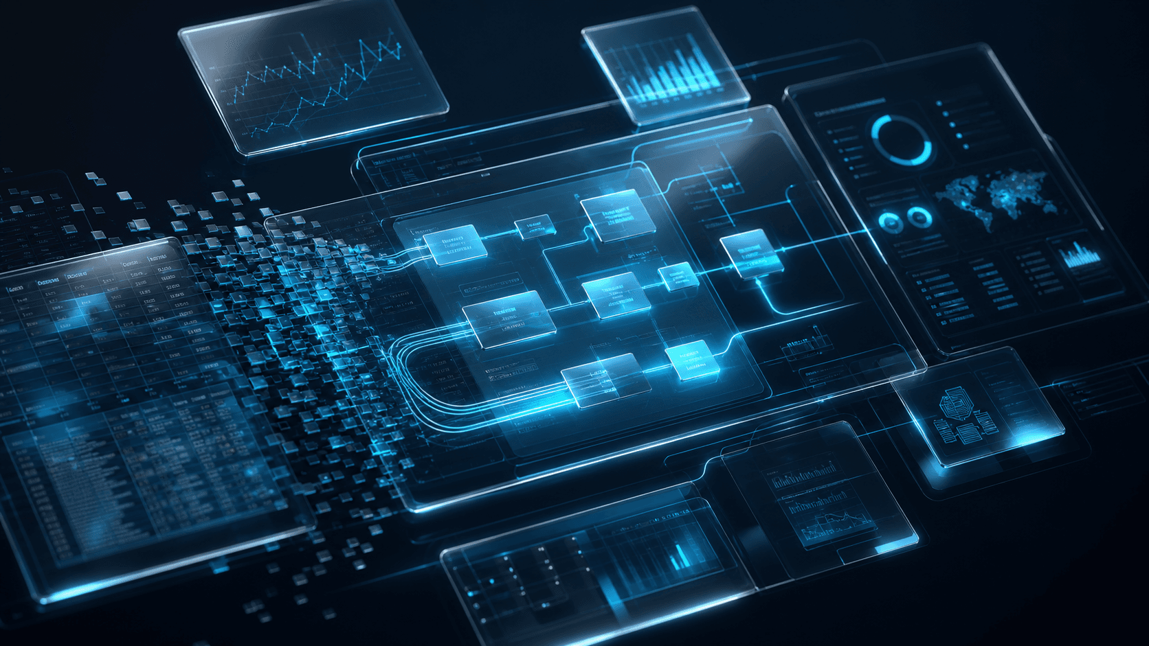 Abstract operational system blueprint visual for Ordemis Systems